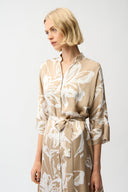 Joseph Ribkoff Satin Floral Print Trapeze Shirt Dress With Sash Style 261296