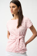 Joseph Ribkoff Bubble Jacquard Fitted Top With Sash Knot Style 261297.