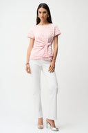 Joseph Ribkoff Bubble Jacquard Fitted Top With Sash Knot Style 261297