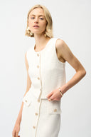 Joseph Ribkoff Bouclé Sleeveless Vest With Gold Buttons Style 261300