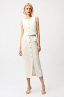 Joseph Ribkoff Bouclé Sleeveless Vest With Gold Buttons Style 261300.