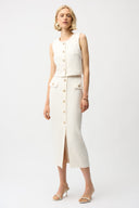 Joseph Ribkoff Bouclé Pencil Skirt With Gold Buttons Style 261301