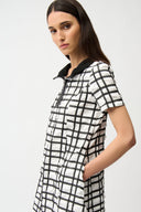 Joseph Ribkoff Plaid Print A-line Dress With Contrast Detail Style 261307