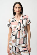 Joseph Ribkoff Abstract Print Boxy Top With V-neckline Style 261308
