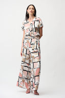 Joseph Ribkoff Abstract Print Boxy Top With V-neckline Style 261308