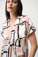 Joseph Ribkoff Abstract Print Boxy Top With V-neckline Style 261308