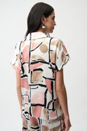 Joseph Ribkoff Abstract Print Boxy Top With V-neckline Style 261308