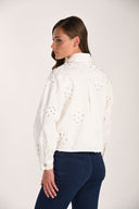 Frank Lyman Floral Cropped Denim Jacket Style 261600