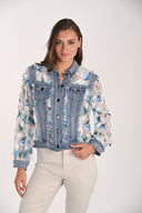Frank Lyman Denim Jacket with Floral Appliqué Style 261601