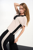 Joseph Ribkoff Silky Knit Color Block Straight Top With Zipped Collar Style 261611