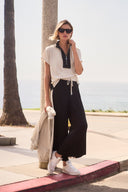 Joseph Ribkoff Silky Knit Color Block Wide Leg Pull-On Pants Style 261612