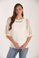 Frank Lyman Cropped Open-knit Top Style 261612