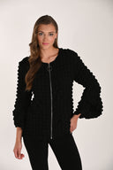 Frank Lyman Textured Slit Sleeve Jacket with Zipper Style 261614