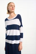 Joseph Ribkoff Stripe Print Crewneck Sweater Style 261635