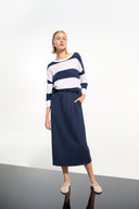 Joseph Ribkoff Stripe Print Crewneck Sweater Style 261635
