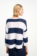 Joseph Ribkoff Stripe Print Crewneck Sweater Style 261635