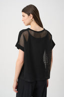 Joseph Ribkoff Silky Knit and Mesh Straight Top Style 261642