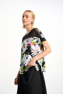 Joseph Ribkoff Tropical Print Straight Tunic With Mesh Insert Style 261643