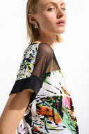 Joseph Ribkoff Tropical Print Straight Tunic With Mesh Insert Style 261643