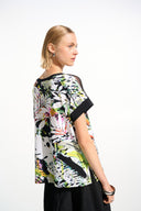 Joseph Ribkoff Tropical Print Straight Tunic With Mesh Insert Style 261643