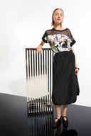 Joseph Ribkoff Tropical Print Straight Tunic With Mesh Insert Style 261643