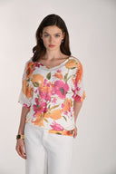 Frank Lyman Knit Floral V-neck Pullover Style 261644