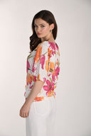 Frank Lyman Knit Floral V-neck Pullover Style 261644
