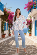 Frank Lyman Floral V-neck Buttoned Blouse Style 261648