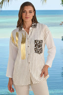 Frank Lyman Leopard Print Buttoned Shirt Style 261653