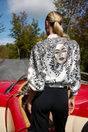Frank Lyman Animal & Text Print Bomber Jacket Style 261657