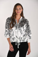 Frank Lyman Animal & Text Print Bomber Jacket Style 261657