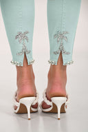 Frank Lyman Palm Tree Embellished Slim Fit Jeans Style 261661