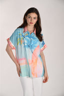 Frank Lyman Floral & Text-Print Casual Blouse Style 261662