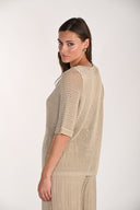 Frank Lyman Open Stitch Knit Flower V-neck Top Style 261665
