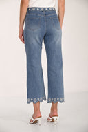 Frank Lyman Floral Embroidered Cropped Denim Pants Style 261666