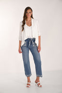 Frank Lyman Floral Embroidered Cropped Denim Pants Style 261666