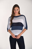 Frank Lyman Striped Knitted Crew Neck Pullover Style 261668