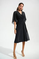 Joseph Ribkoff Fit & Flare Dress With Chiffon Draped Sash Style 261710