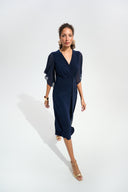 Joseph Ribkoff Fit & Flare Dress With Chiffon Draped Sash Style 261710