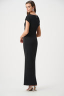Joseph Ribkoff Sheath Gown With Rhinestones Piping Style 261713F26