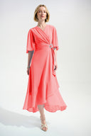 Joseph Ribkoff Flowy Wrap Dress With Buckle Rhinestones Detail Style 261714