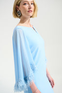 Joseph Ribkoff A-Line Dress With Chiffon Cape And Novelty Trim Style 261715