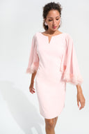 Joseph Ribkoff A-Line Dress With Chiffon Cape And Novelty Trim Style 261715