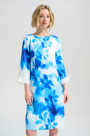 Joseph Ribkoff Floral Print Shift Dress With Novelty Trim Style 261728
