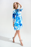 Joseph Ribkoff Floral Print Shift Dress With Novelty Trim Style 261728