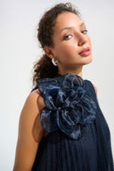 Joseph Ribkoff Mesh And Lace A-Line Dress With Organza Flower Detail Style 261737