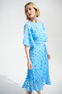 Joseph Ribkoff 3D Embroidered Chiffon Fit & Flare Dress With Sash Belt Style 261738