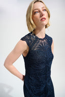 Joseph Ribkoff Guipure Soutache Trumpet Dress With Ruffle Hem Style 261740