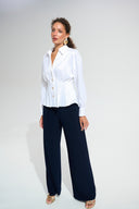 Joseph Ribkoff Fit And Flare Blouse With Chain Link Button Cuffs Style 261742