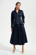 Joseph Ribkoff Fit And Flare Blouse With Chain Link Button Cuffs Style 261742